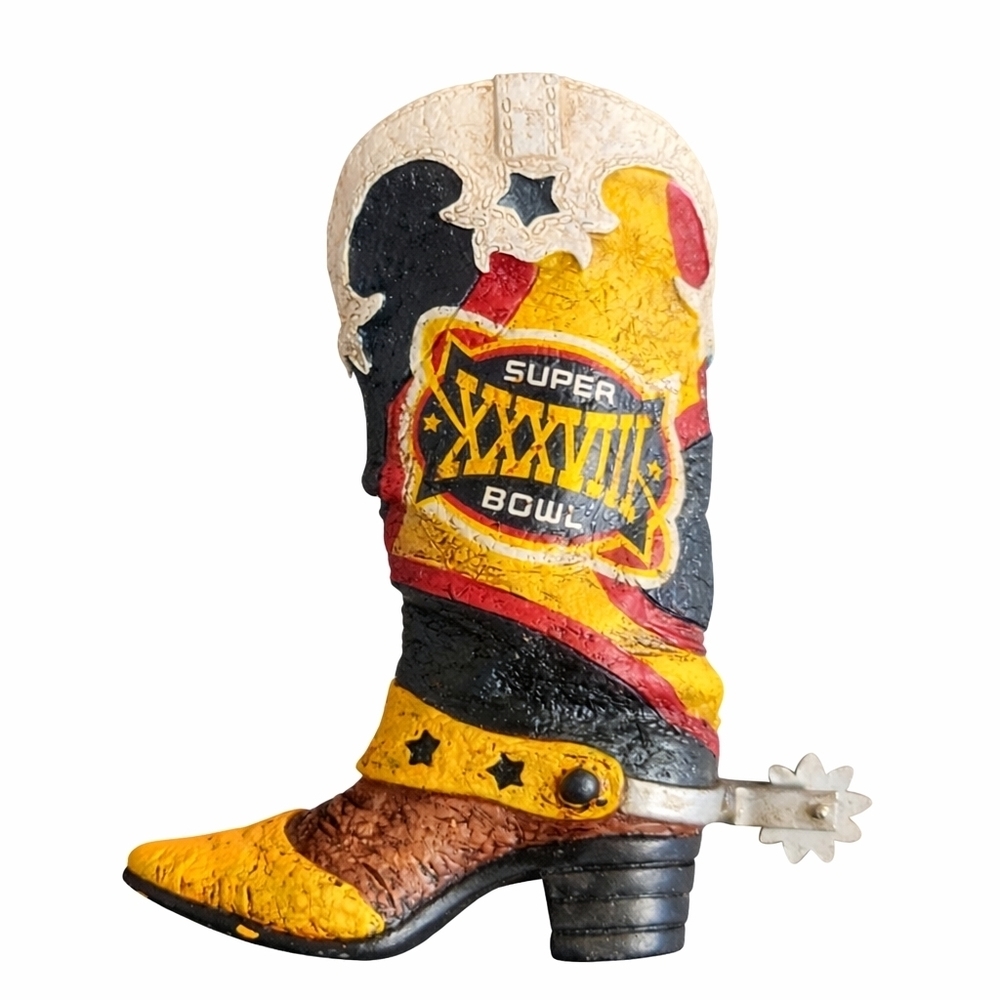 Super Bowl XXXVIII Mini Cowboy Boot Decor | NFL Collectible | Western